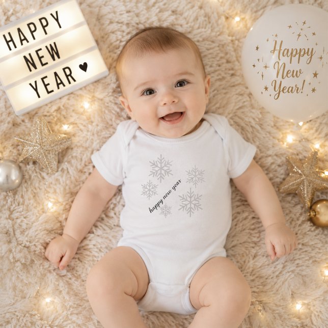 Happy New Year Snowflake Baby Bodysuit (Creator Uploaded)