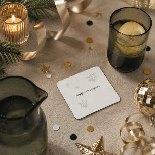 Happy New Year Snowflake Paper Coaster