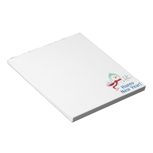 Happy New Year Snowman Notepad (Angled)