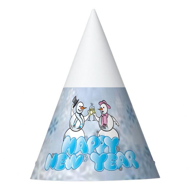 Happy New Year Snowman Party Hat (Front)