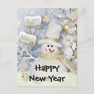 Happy New Year Snowman Postcard