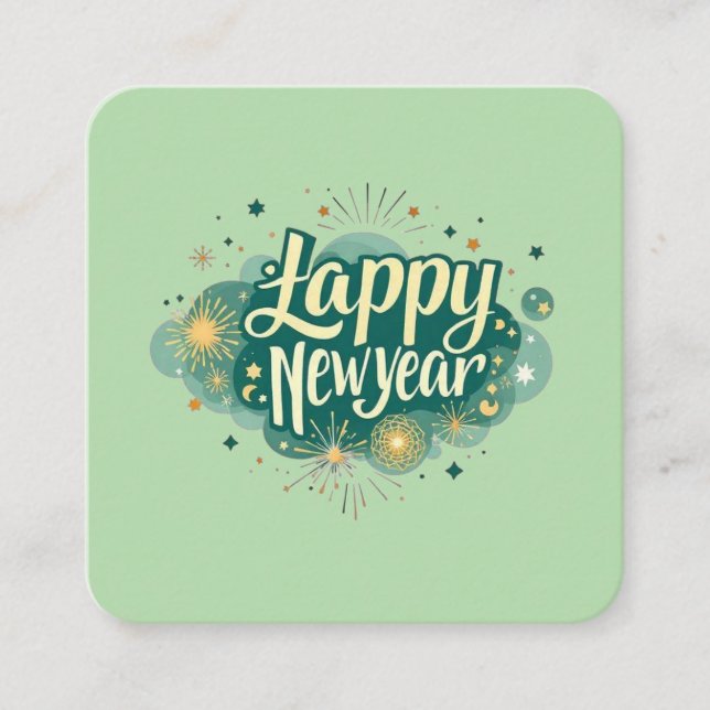 Happy New Year Square Business Card (Front)