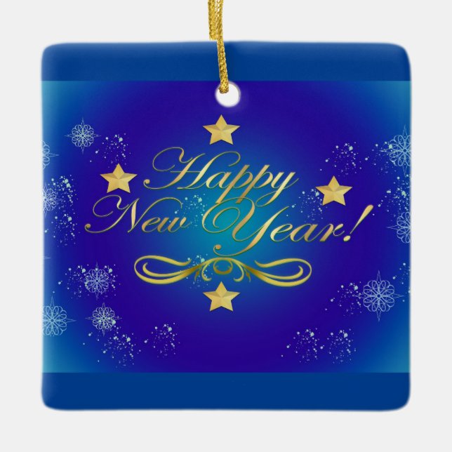 Happy New Year Square Ornament (Front)