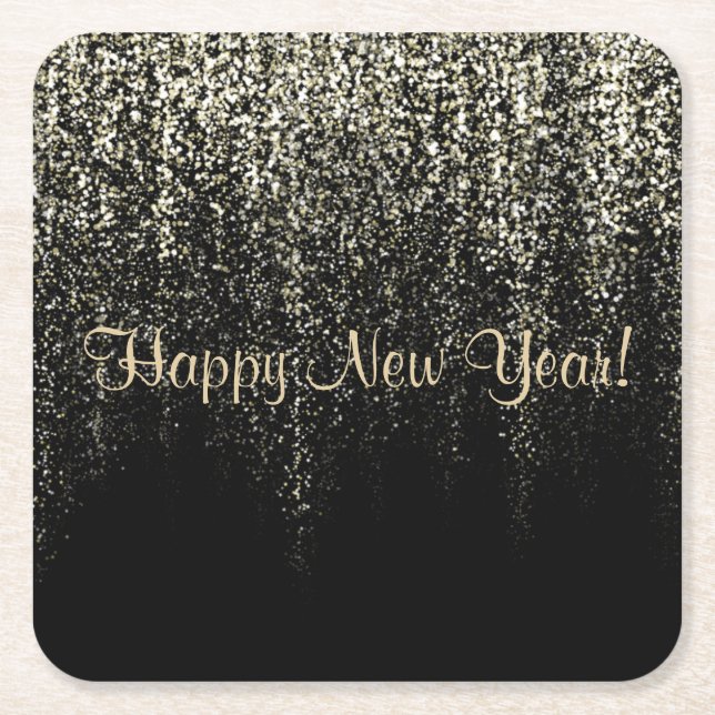 Happy New Year Square Paper Coaster (Front)