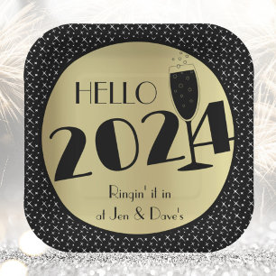 Happy New Year Square Paper Plate