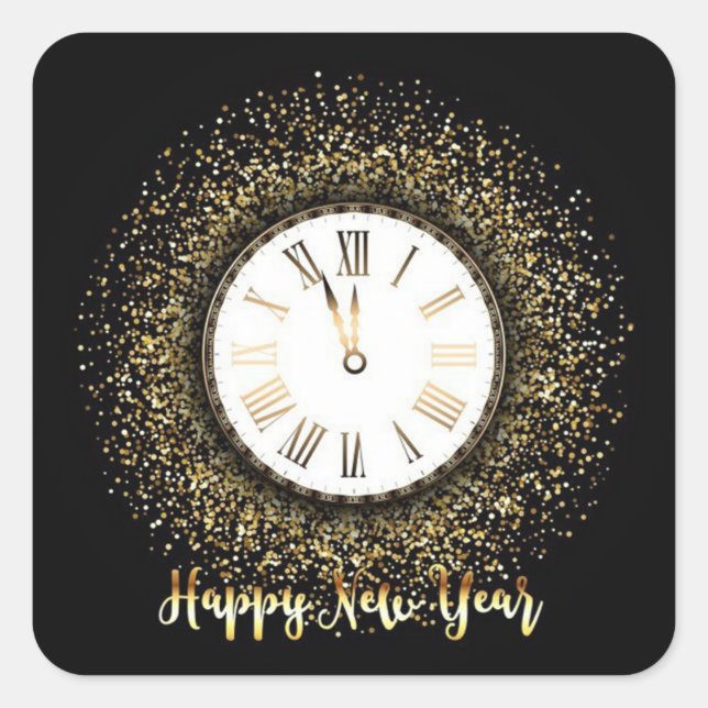 Happy New Year Square Sticker (Front)