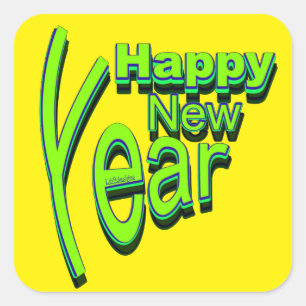 HAPPY NEW YEAR                                     SQUARE STICKER