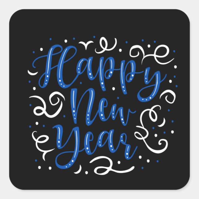 Happy New Year Square Sticker (Front)