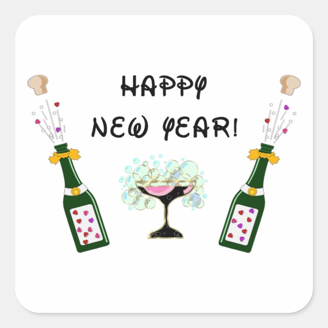 Happy New Year Square Sticker (Front)