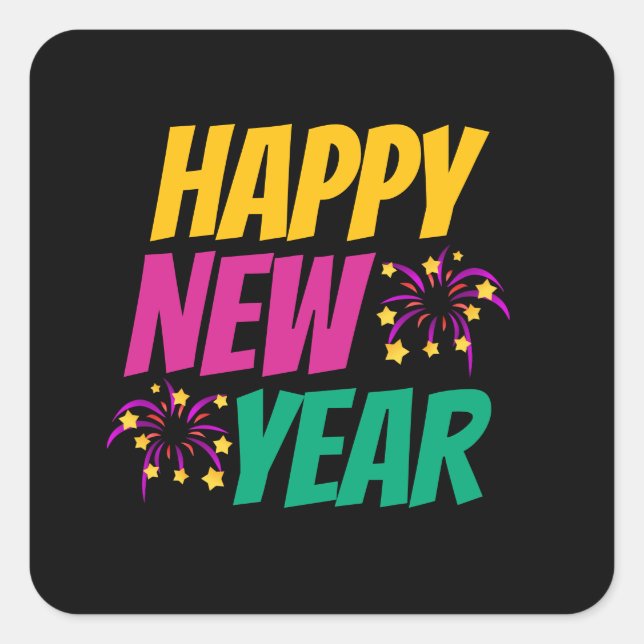 Happy New Year  Square Sticker (Front)