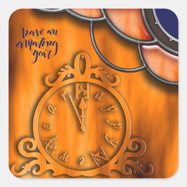 Happy New year Square Sticker (Front)