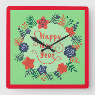 HAPPY NEW YEAR  SQUARE WALL CLOCK