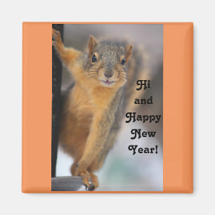 Happy New Year Squirrel Magnet