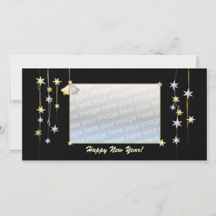 Happy New Year Stars Black Holiday Card