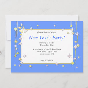 Happy New Year Stars Blue Invitation