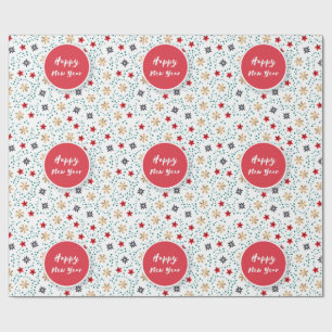 Happy New Year stars snowflakes colourful pattern Wrapping Paper