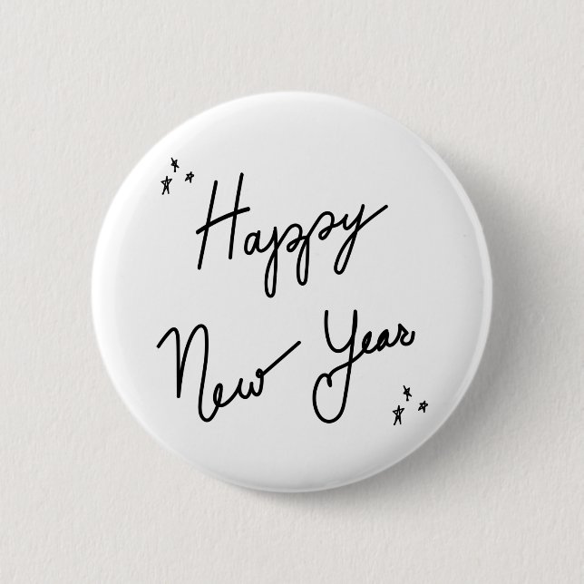 Happy New Year sticker typography, minimal ink 6 Cm Round Badge (Front)