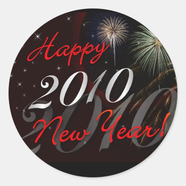 Happy New Year Stickers - 2010 with Fireworks (Front)