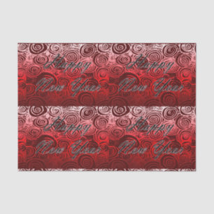 Happy New Year Swirls Red Tissue Paper