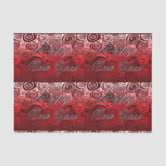 Happy New Year Swirls Red Tissue Paper (Front)
