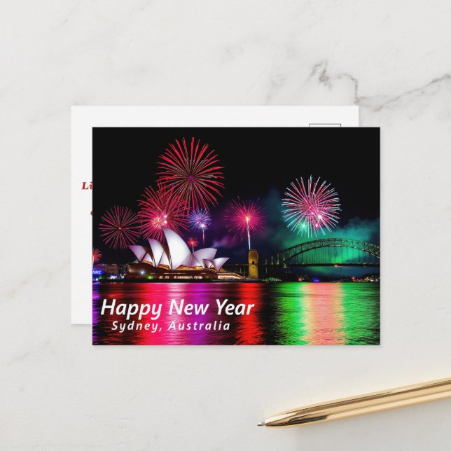 Happy New Year Sydney Australia  Postcard (Front/Back In Situ)