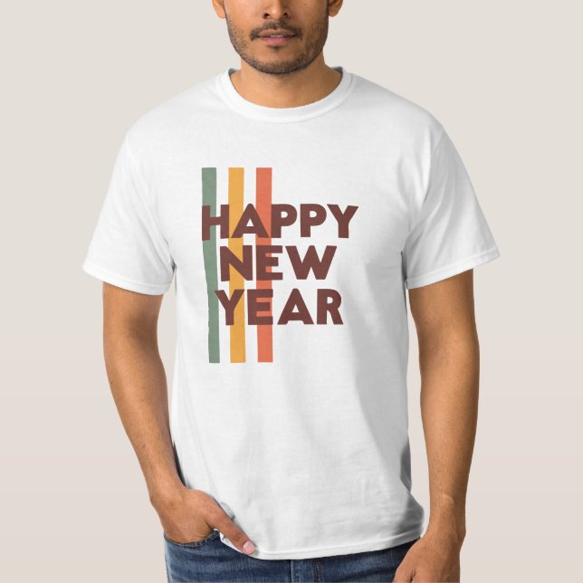 Happy New Year T-Shirt – Festive Typography Design (Front)