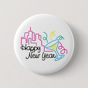 Happy New Year T-Shirts New Year's 6 Cm Round Badge