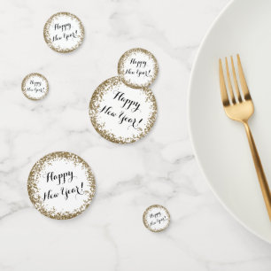 Happy New Year table scatter gold and white Confetti