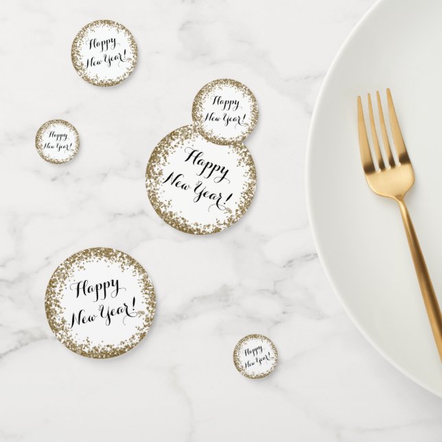Happy New Year table scatter gold and white Confetti (Group)