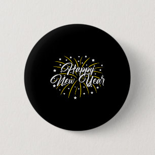 Happy New Year Tee Uni-kids Black Small  6 Cm Round Badge