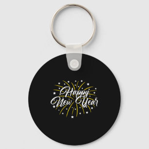 Happy New Year Tee Uni-kids Black Small Key Ring