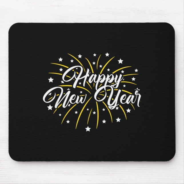 Happy New Year Tee Uni-kids Black Small  Mouse Mat (Front)