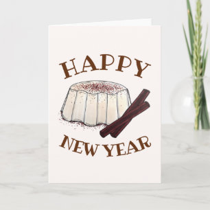 Happy New Year Tembleque Puerto Rican Pudding Card