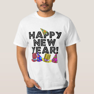 Happy New Year Text and Party Hats T-Shirt
