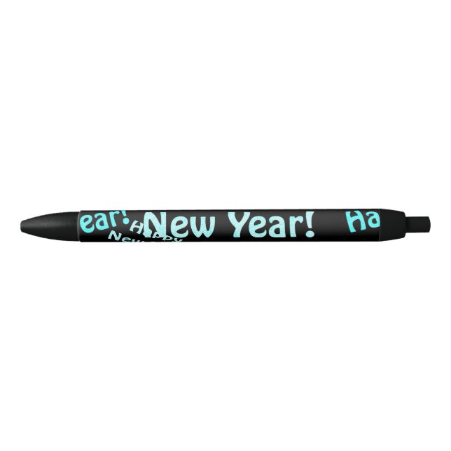 happy new year text black ink pen (Front)