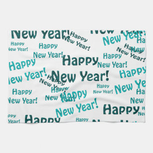 happy new year text tea towel