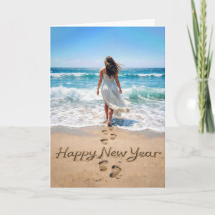 Happy New Year Text with Beachwalker Card
