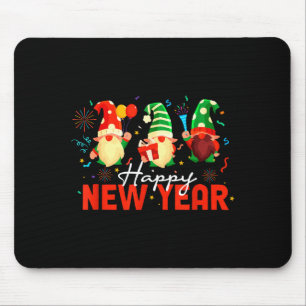 Happy New Year Three Gnomes Fireworks Confetti Nye Mouse Mat