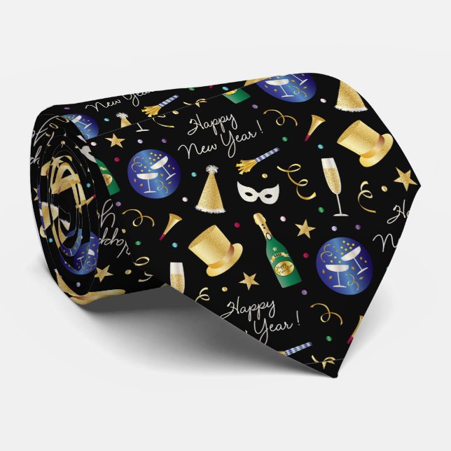 Happy New Year Tie (Rolled)