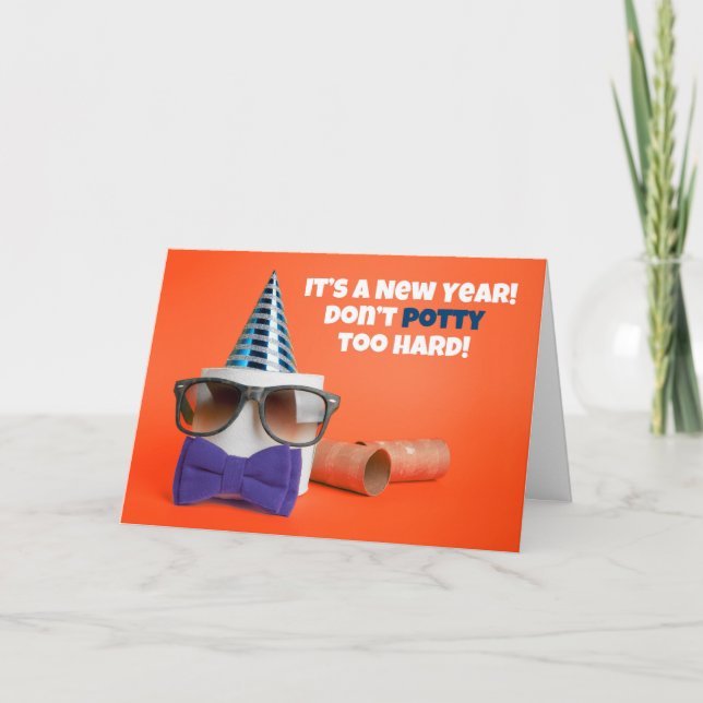 Happy New Year Toilet Paper Humour Holiday Card (Front)