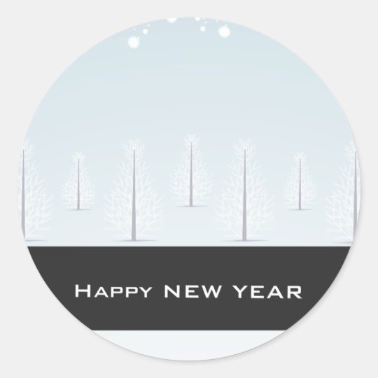 Happy New Year Trees Classic Round Sticker
