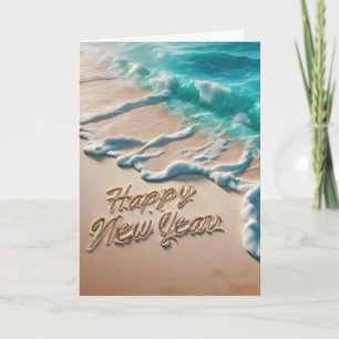 Happy New Year Tropical Beach Holiday Card