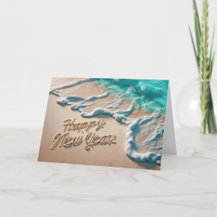 Happy New Year Tropical Beach Holiday Card