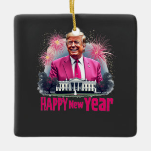Happy New Year Trump Inauguration Day 2025 Ceramic Ornament