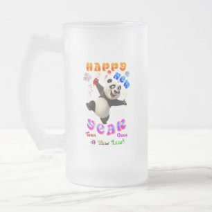 Happy New Year Turn Over A New Leaf Frosted Glass Beer Mug