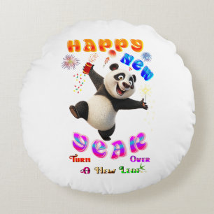Happy New Year Turn Over A New Leaf Round Cushion
