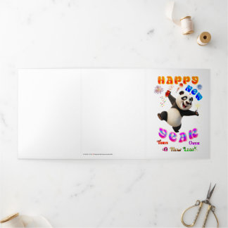 Happy New Year Turn Over A New Leaf Tri-Fold Holiday Card