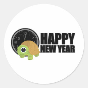 Happy New Year - Turtle Classic Round Sticker