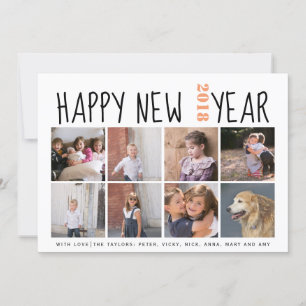Happy New Year typography eight photo collage Holiday Card