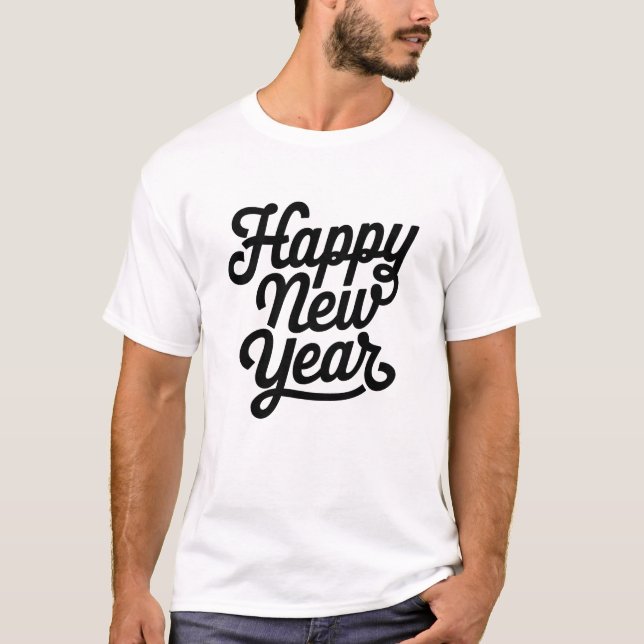 Happy New Year typography T-Shirt design (Front)